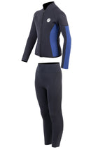 Two Bare Feet Junior Perspective Full Zip 2.5mm Wetsuit Jacket and Pants Set (Black/Blue)