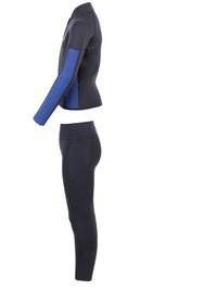 Two Bare Feet Junior Perspective Full Zip 2.5mm Wetsuit Jacket and Pants Set (Black/Blue)