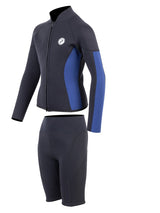 Two Bare Feet Junior Perspective Full Zip 2.5mm Wetsuit Jacket and Shorts Set (Black/Blue)