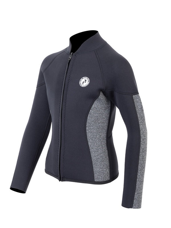 Two Bare Feet Junior Perspective Full Zip 2.5mm Wetsuit Jacket (Black/Grey)