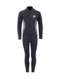 Two Bare Feet Junior Perspective Full Zip 2.5mm Wetsuit Jacket and Pants Set (Black/Grey)