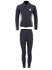 Two Bare Feet Junior Perspective Full Zip 2.5mm Wetsuit Jacket and Pants Set (Black/Grey)