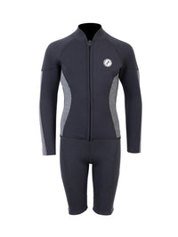 Two Bare Feet Junior Perspective Full Zip 2.5mm Wetsuit Jacket and Shorts Set (Black/Grey)