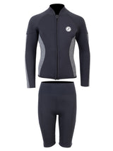 Two Bare Feet Junior Perspective Full Zip 2.5mm Wetsuit Jacket and Shorts Set (Black/Grey)