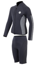 Two Bare Feet Junior Perspective Full Zip 2.5mm Wetsuit Jacket and Shorts Set (Black/Grey)