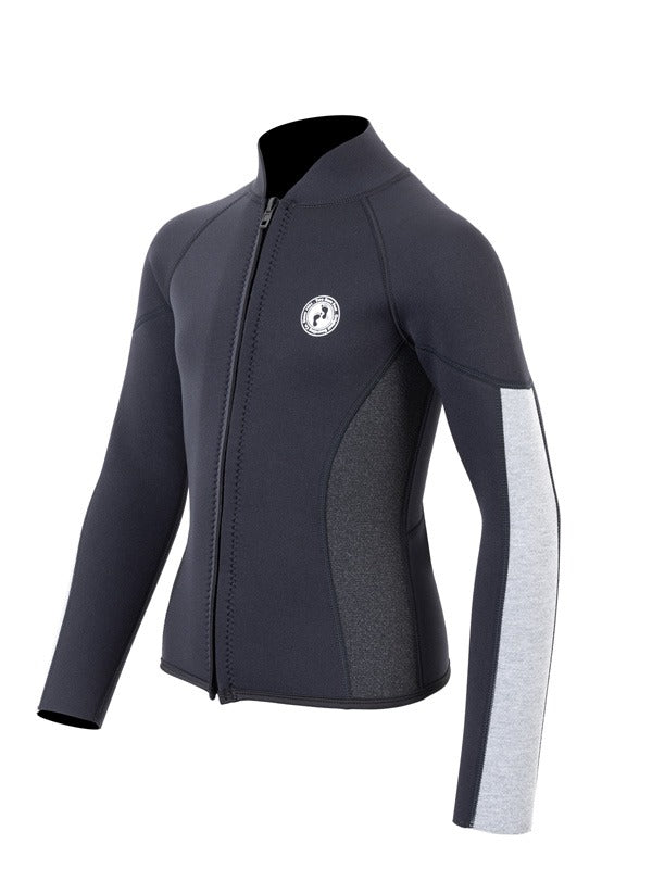 Two Bare Feet Junior Perspective Full Zip 2.5mm Wetsuit Jacket (Black/Grey/Grey)