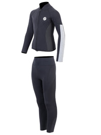 Two Bare Feet Junior Perspective Full Zip 2.5mm Wetsuit Jacket and Pants Set (Black/Grey/Grey)