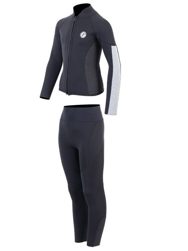 Two Bare Feet Junior Perspective Full Zip 2.5mm Wetsuit Jacket and Pants Set (Black/Grey/Grey)