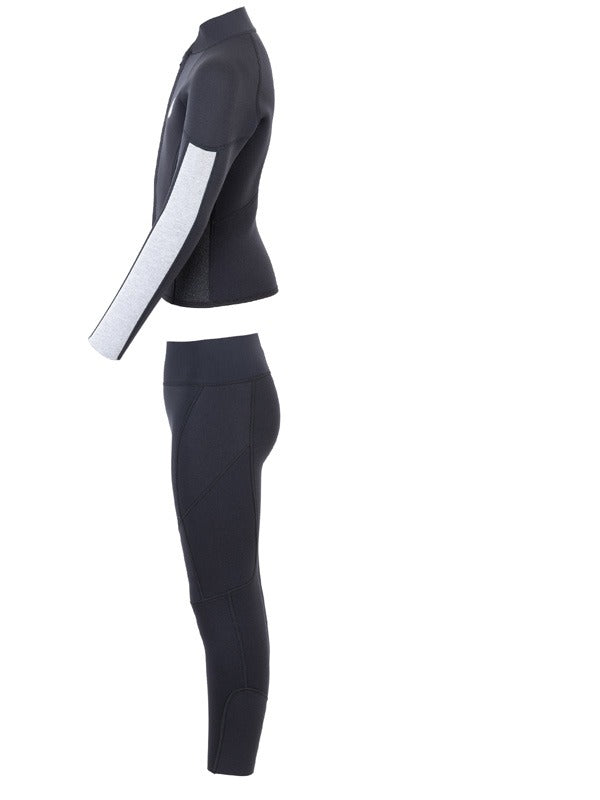 Two Bare Feet Junior Perspective Full Zip 2.5mm Wetsuit Jacket and Pants Set (Black/Grey/Grey)