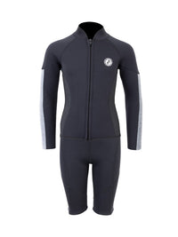 Two Bare Feet Junior Perspective Full Zip 2.5mm Wetsuit Jacket and Shorts Set (Black/Grey/Grey)