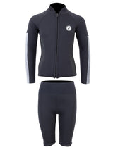 Two Bare Feet Junior Perspective Full Zip 2.5mm Wetsuit Jacket and Shorts Set (Black/Grey/Grey)