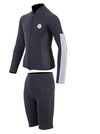 Two Bare Feet Junior Perspective Full Zip 2.5mm Wetsuit Jacket and Shorts Set (Black/Grey/Grey)