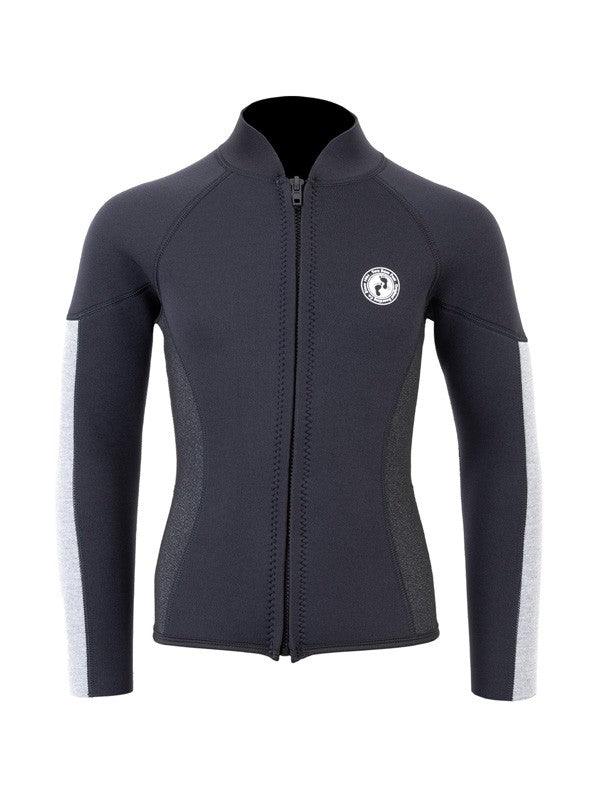 Two Bare Feet Junior Perspective Full Zip 2.5mm Wetsuit Jacket and Shorts Set (Black/Grey/Grey)
