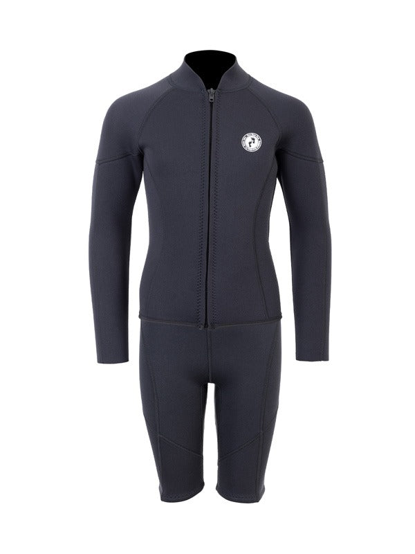 Two Bare Feet Junior Perspective Full Zip 2.5mm Wetsuit Jacket and Shorts Set (Black)