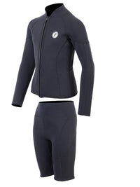 Two Bare Feet Junior Perspective Full Zip 2.5mm Wetsuit Jacket and Shorts Set (Black)