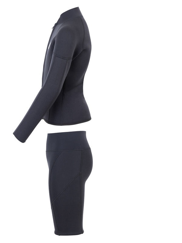 Two Bare Feet Junior Perspective Full Zip 2.5mm Wetsuit Jacket and Shorts Set (Black)
