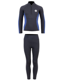Two Bare Feet Junior Perspective Half Zip 2.5mm Wetsuit Jacket and Pants Set (Black/Blue)