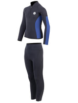 Two Bare Feet Junior Perspective Half Zip 2.5mm Wetsuit Jacket and Pants Set (Black/Blue)