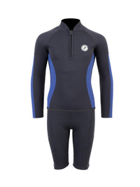 Two Bare Feet Junior Perspective Half Zip 2.5mm Wetsuit Jacket and Shorts Set (Black/Blue)