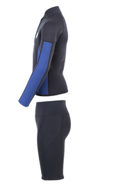 Two Bare Feet Junior Perspective Half Zip 2.5mm Wetsuit Jacket and Shorts Set (Black/Blue)