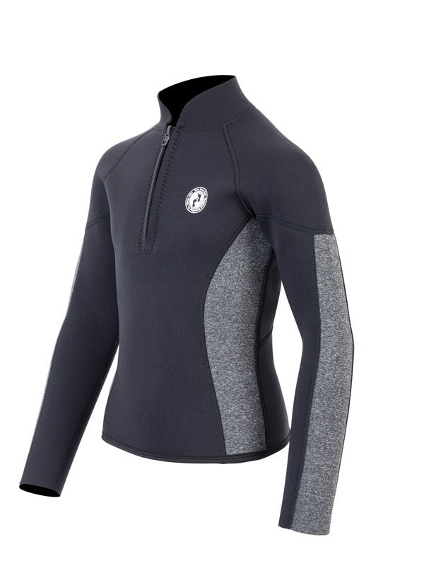 Two Bare Feet Junior Perspective Half Zip 2.5mm Wetsuit Jacket (Black/Grey)