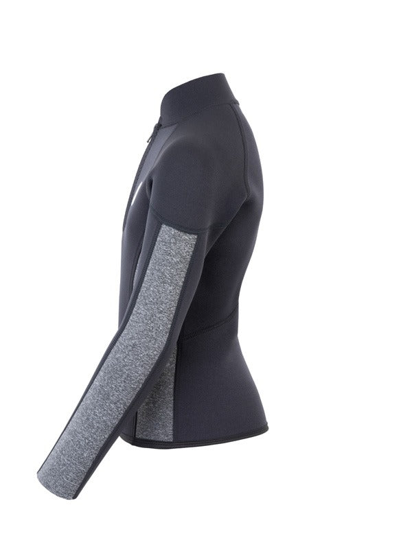 Two Bare Feet Junior Perspective Half Zip 2.5mm Wetsuit Jacket (Black/Grey)