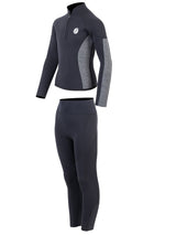 Two Bare Feet Junior Perspective Half Zip 2.5mm Wetsuit Jacket and Pants Set (Black/Grey)