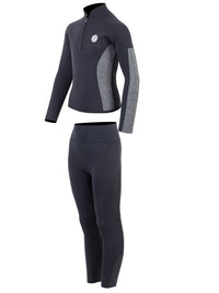 Two Bare Feet Junior Perspective Half Zip 2.5mm Wetsuit Jacket and Pants Set (Black/Grey)