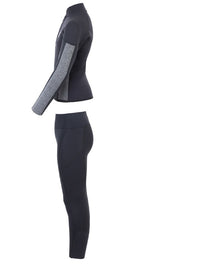 Two Bare Feet Junior Perspective Half Zip 2.5mm Wetsuit Jacket and Pants Set (Black/Grey)