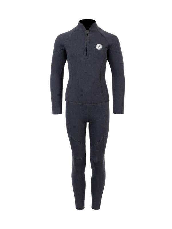 Two Bare Feet Junior Perspective Half Zip 2.5mm Wetsuit Jacket and Pants Set (Black)
