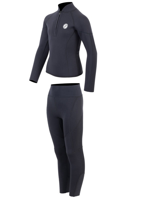 Two Bare Feet Junior Perspective Half Zip 2.5mm Wetsuit Jacket and Pants Set (Black)