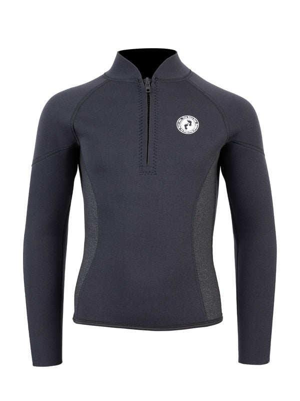 Two Bare Feet Junior Perspective Half Zip 2.5mm Wetsuit Jacket (Black/Grey/Grey)