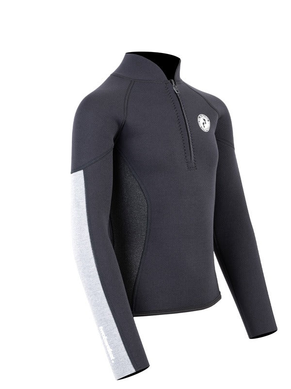 Two Bare Feet Junior Perspective Half Zip 2.5mm Wetsuit Jacket (Black/Grey/Grey)