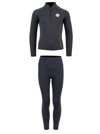 Two Bare Feet Junior Perspective Half Zip 2.5mm Wetsuit Jacket and Pants Set (Black/Grey/Grey)