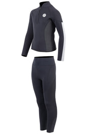 Two Bare Feet Junior Perspective Half Zip 2.5mm Wetsuit Jacket and Pants Set (Black/Grey/Grey)