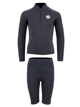 Two Bare Feet Junior Perspective Half Zip 2.5mm Wetsuit Jacket and Shorts Set (Black/Grey/Grey)