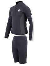 Two Bare Feet Junior Perspective Half Zip 2.5mm Wetsuit Jacket and Shorts Set (Black/Grey/Grey)