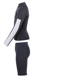 Two Bare Feet Junior Perspective Half Zip 2.5mm Wetsuit Jacket and Shorts Set (Black/Grey/Grey)