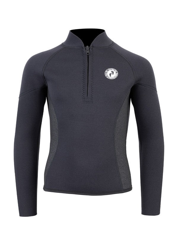 Two Bare Feet Junior Perspective Half Zip 2.5mm Wetsuit Jacket and Shorts Set (Black/Grey/Grey)