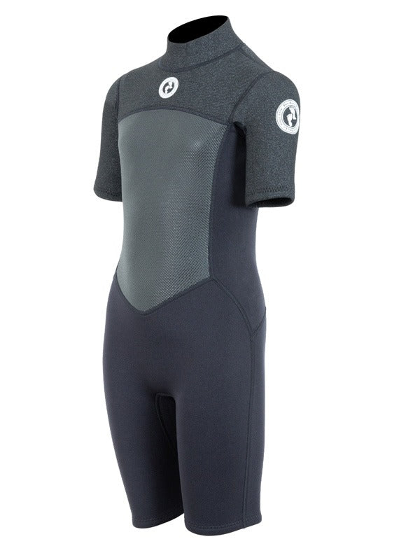 Two Bare Feet Thunderclap Pro 3/2mm Junior Shorty Wetsuit (Black/Dark Grey)