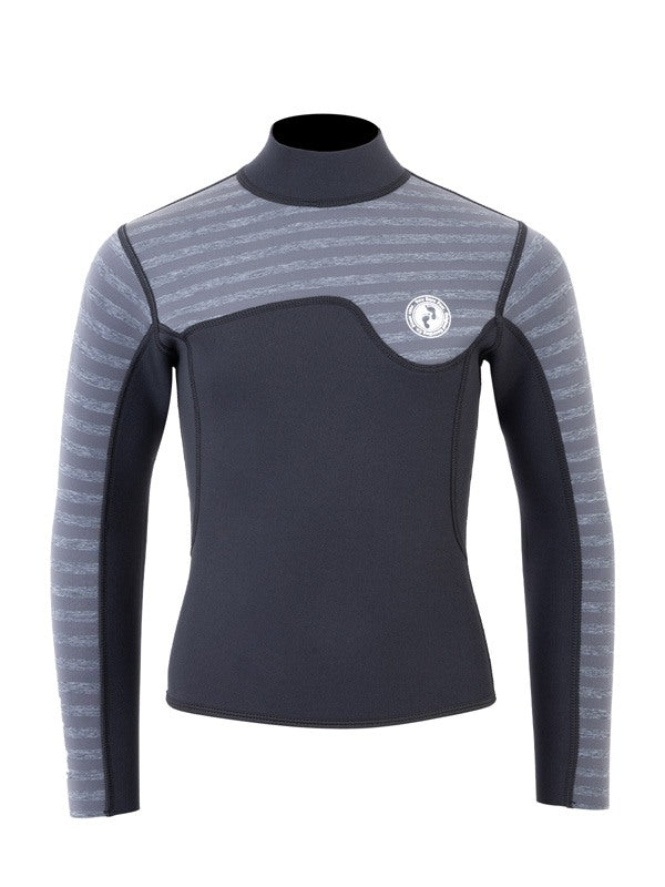 Two Bare Feet Junior Aspect Fleece Lined Zipless Thermal 2.5mm Superstretch Wetsuit Top & Pants Set (Black/Grey Stripes)
