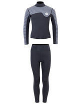 Two Bare Feet Junior Aspect Fleece Lined Zipless Thermal 2.5mm Superstretch Wetsuit Top & Pants Set (Black/Grey Stripes)