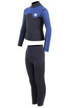 Two Bare Feet Junior Aspect Fleece Lined Zipless Thermal 2.5mm Superstretch Wetsuit Top & Pants Set (Black/Blue)