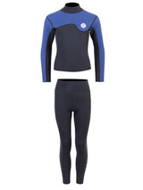 Two Bare Feet Junior Aspect Fleece Lined Zipless Thermal 2.5mm Superstretch Wetsuit Top & Pants Set (Black/Blue)