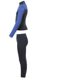 Two Bare Feet Junior Aspect Fleece Lined Zipless Thermal 2.5mm Superstretch Wetsuit Top & Pants Set (Black/Blue)