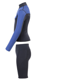 Two Bare Feet Junior Aspect Fleece Lined Zipless Thermal 2.5mm Superstretch Wetsuit Top & Shorts Set (Black/Blue)