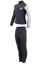Two Bare Feet Junior Aspect Fleece Lined Zipless Thermal 2.5mm Superstretch Wetsuit Top & Pants Set (Black/Grey/Grey)