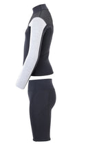 Two Bare Feet Junior Aspect Fleece Lined Zipless Thermal 2.5mm Superstretch Wetsuit Top & Shorts Set (Black/Grey/Grey)