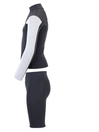 Two Bare Feet Junior Aspect Fleece Lined Zipless Thermal 2.5mm Superstretch Wetsuit Top & Shorts Set (Black/Grey/Grey)
