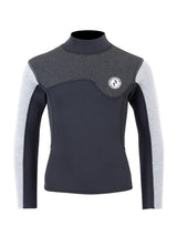 Two Bare Feet Junior Aspect Fleece Lined Zipless Thermal 2.5mm Superstretch Wetsuit Top & Shorts Set (Black/Grey/Grey)
